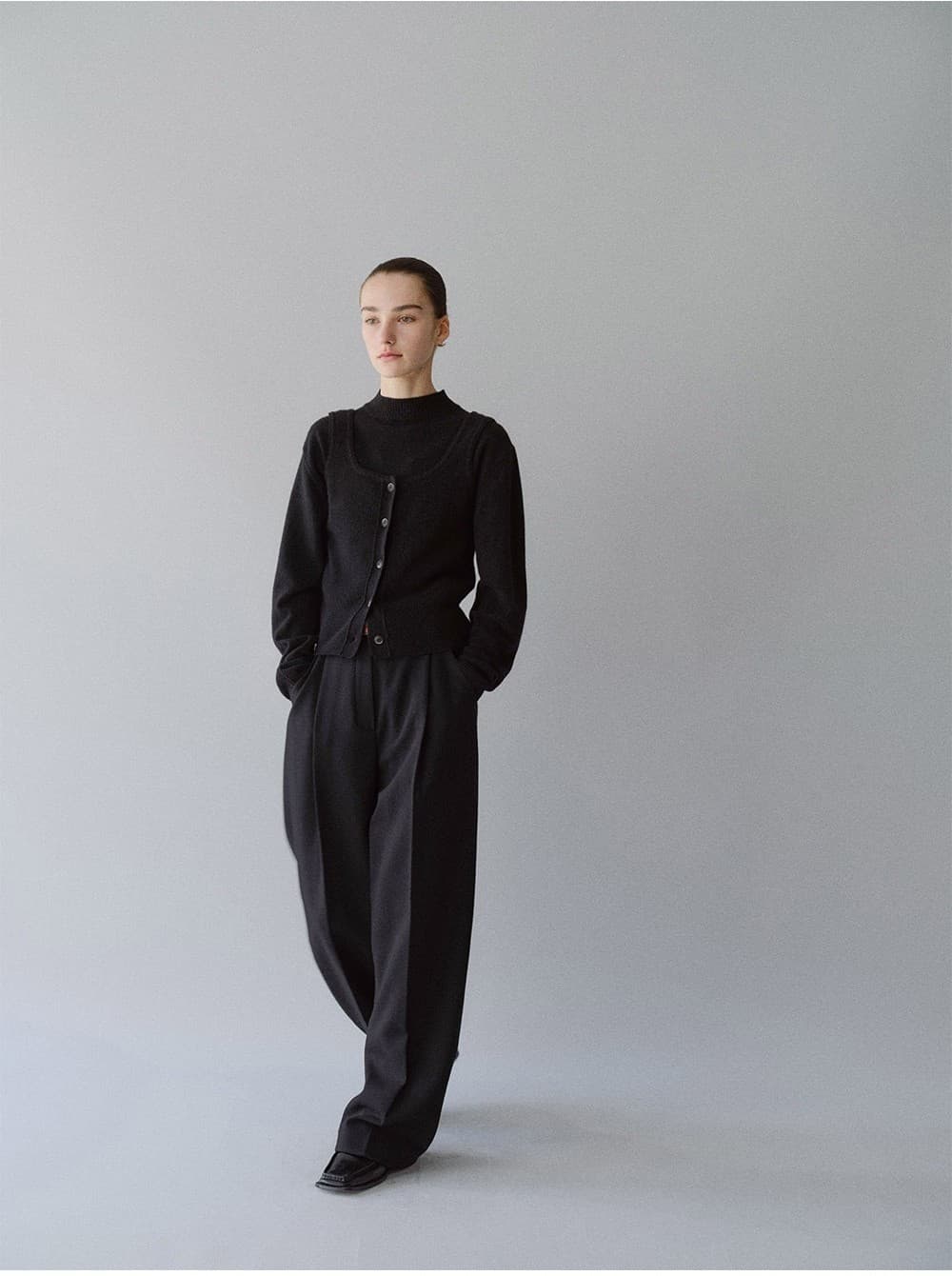 TFW WOOL TWEED WIDE TROUSERS_BLACK — vue 11