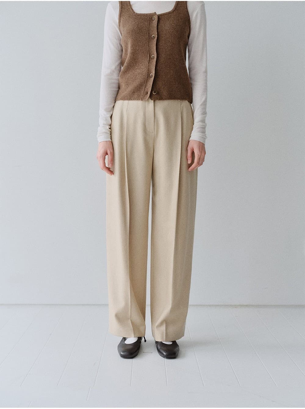 TFW WOOL ONE TUCK COCOON PANTS_OATMEAL — vue 7