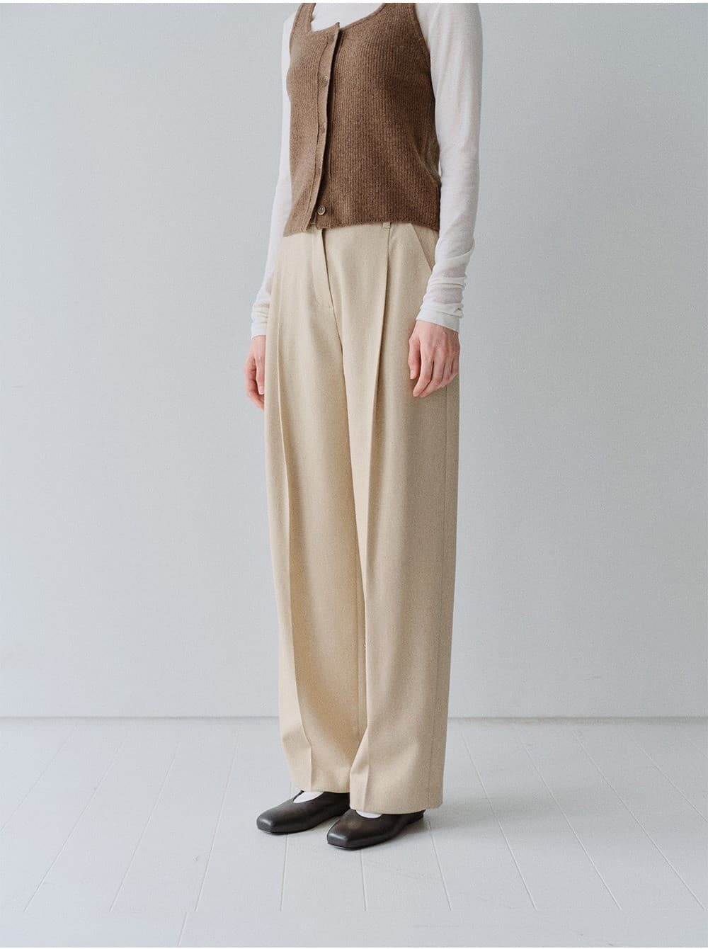 TFW WOOL ONE TUCK COCOON PANTS_OATMEAL — vue 11