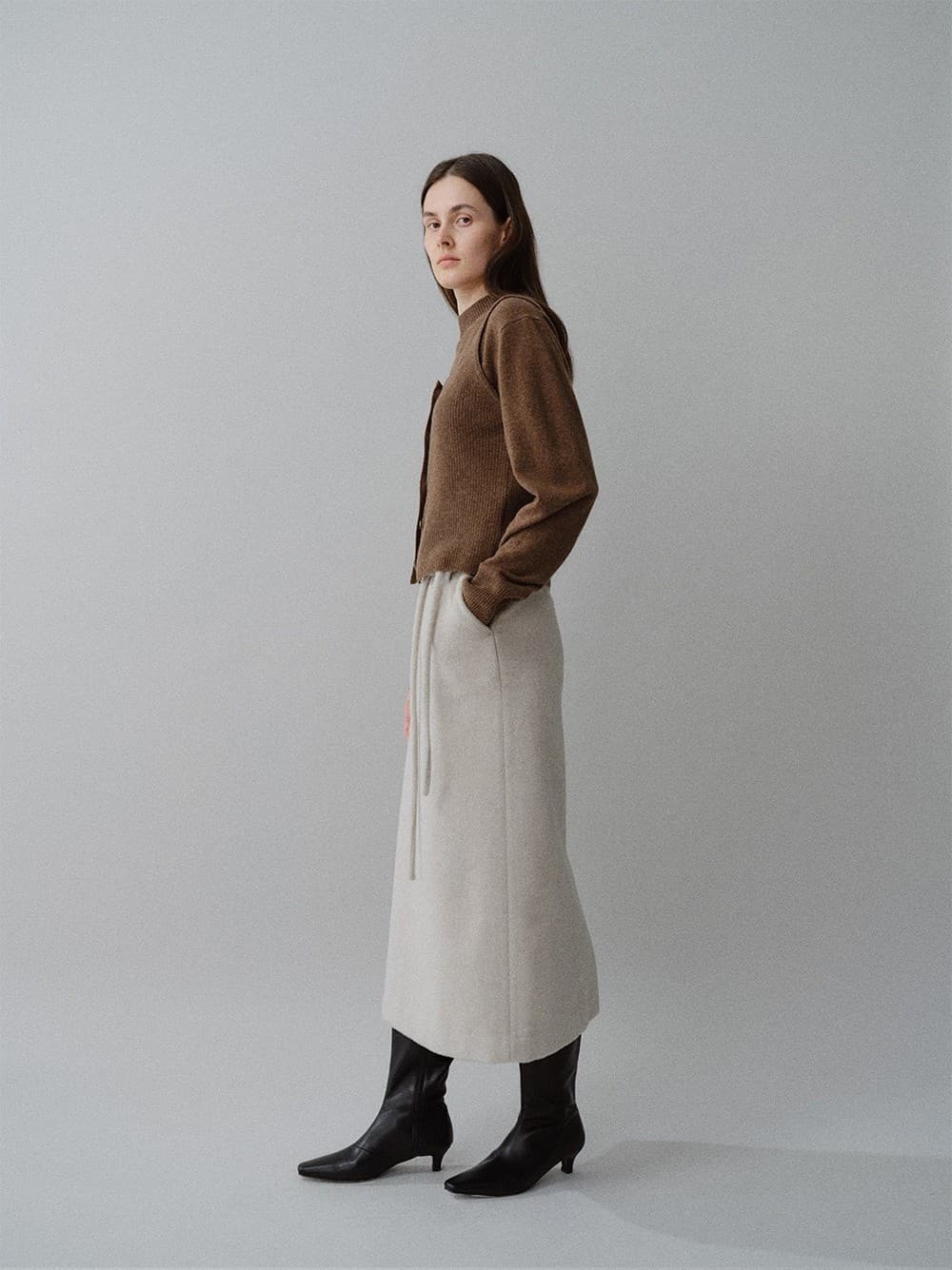 TFW RACCOON WOOL H-LINE SKIRT_L-OATMEAL — vue 9