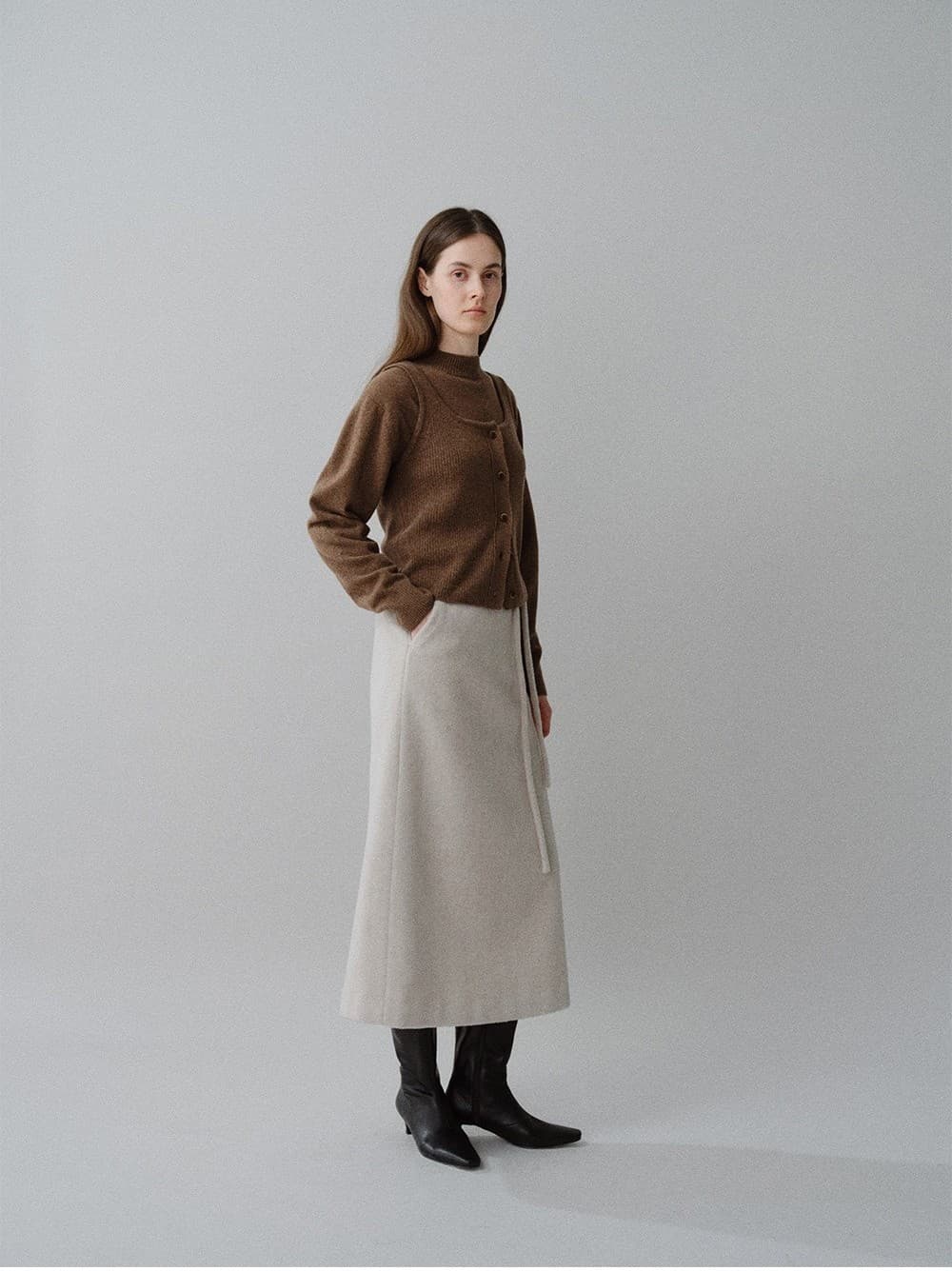 TFW RACCOON WOOL H-LINE SKIRT_L-OATMEAL — vue 10