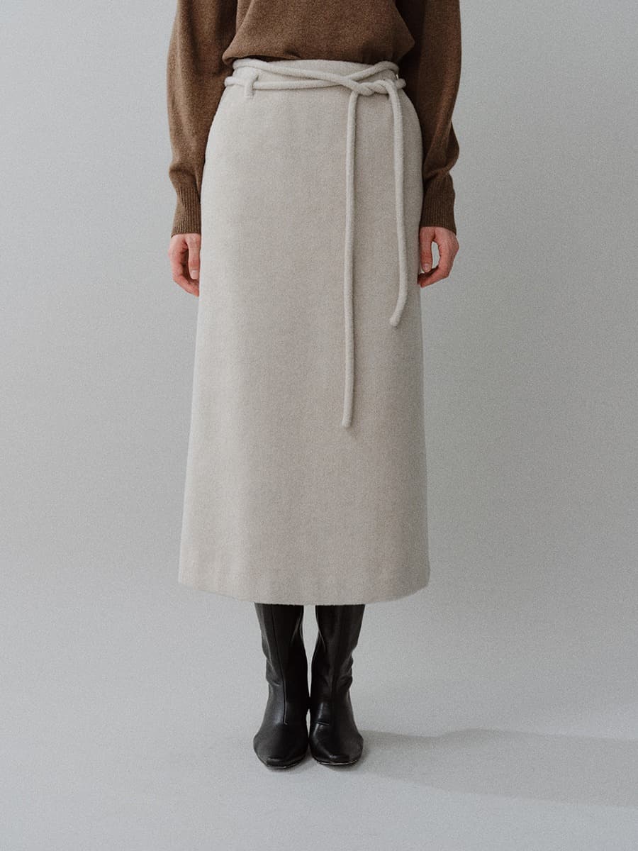 TFW RACCOON WOOL H-LINE SKIRT_L-OATMEAL — vue 1