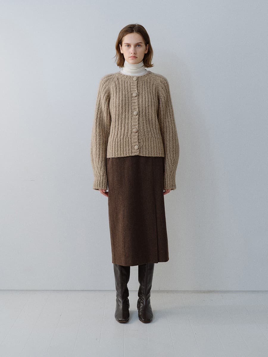 TFW FRONT SLIT SEMI H-LINE SKIRT_BROWN — vue 2