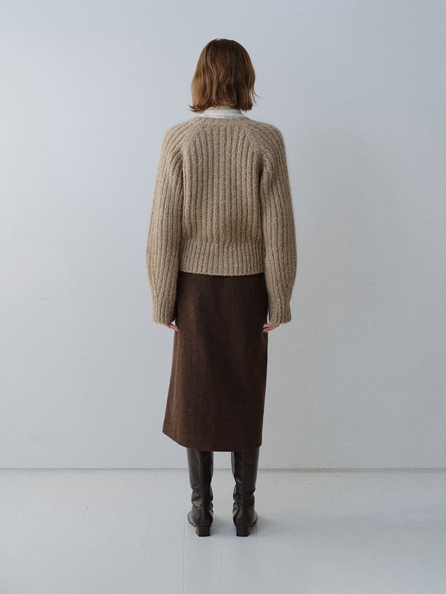 TFW FRONT SLIT SEMI H-LINE SKIRT_BROWN — vue 4
