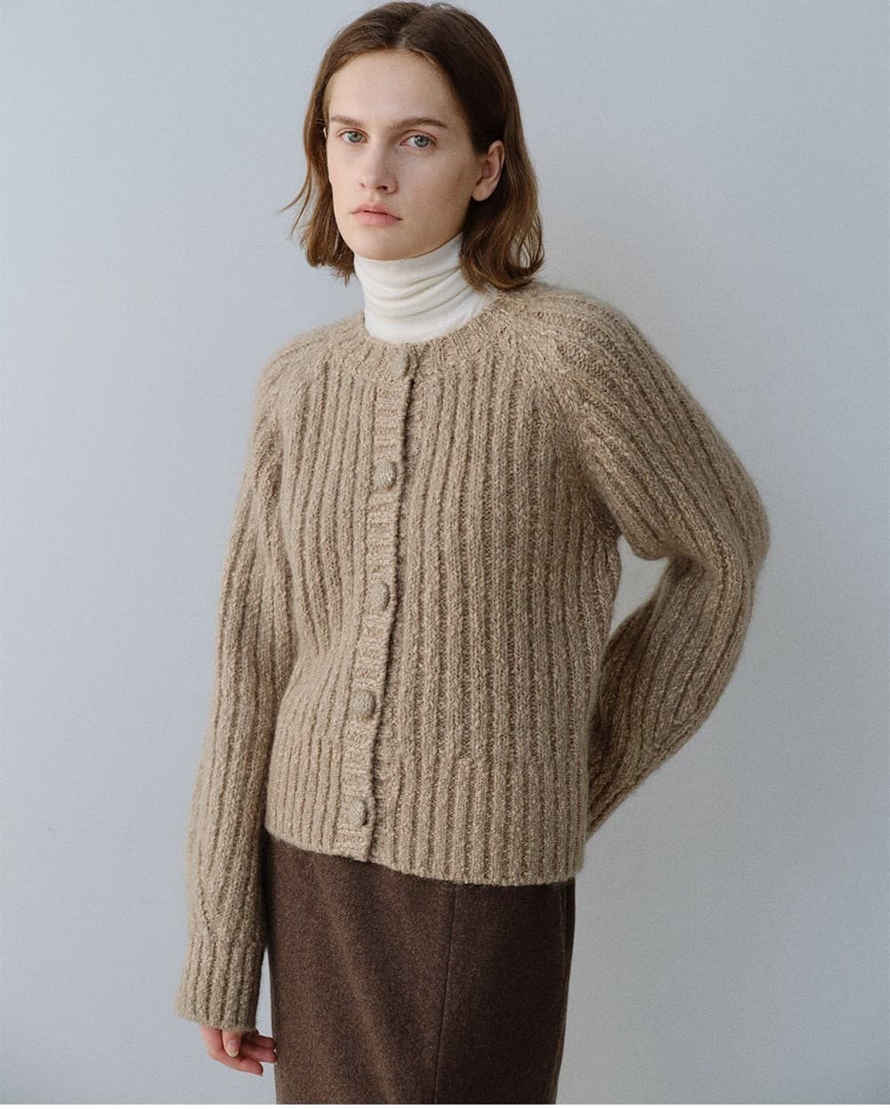 TFW FRONT SLIT SEMI H-LINE SKIRT_BROWN — vue 7