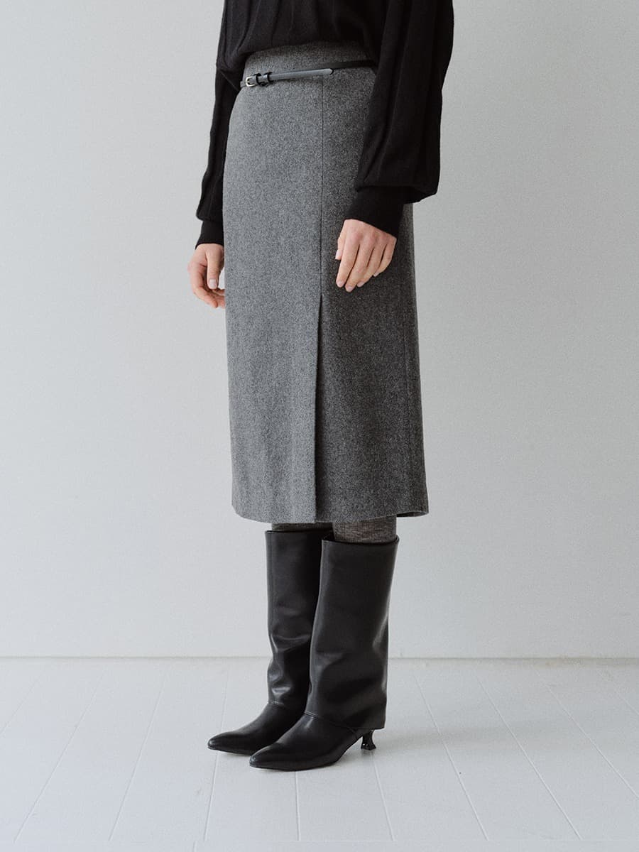 TFW FRONT SLIT SEMI H-LINE SKIRT_CHARCOAL — vue 3