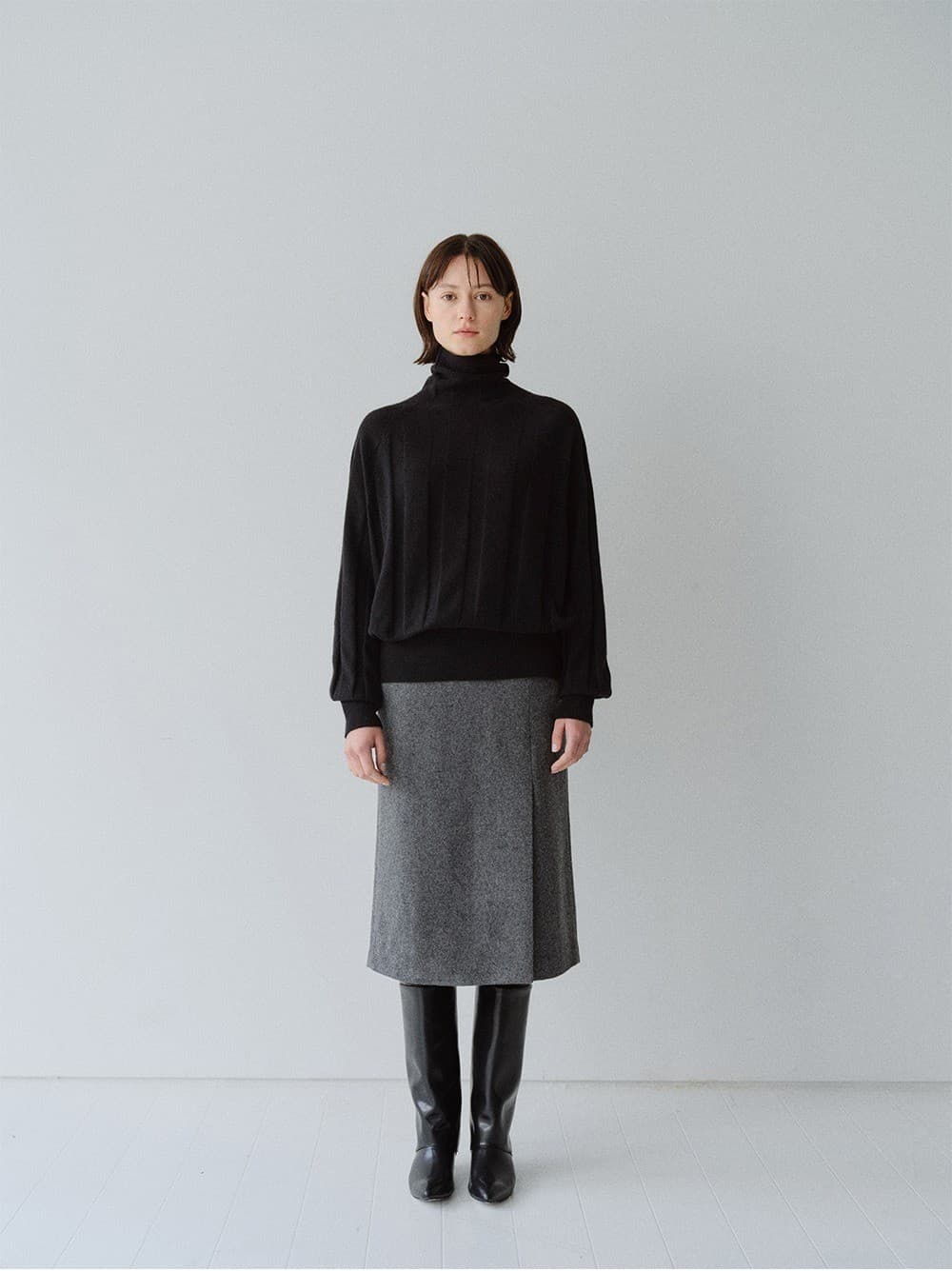 TFW FRONT SLIT SEMI H-LINE SKIRT_CHARCOAL — vue 5