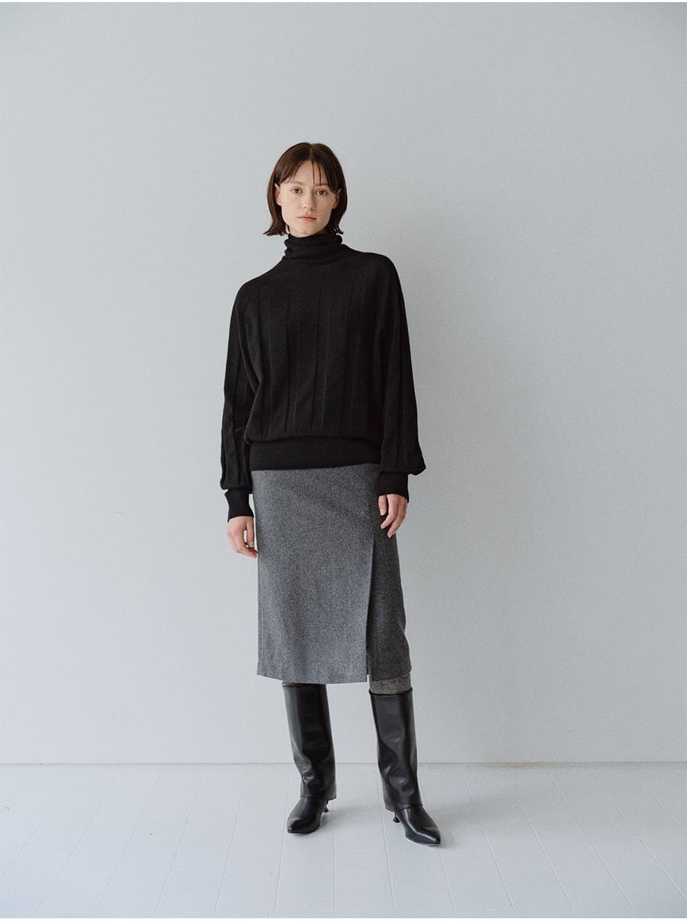 TFW FRONT SLIT SEMI H-LINE SKIRT_CHARCOAL — vue 6