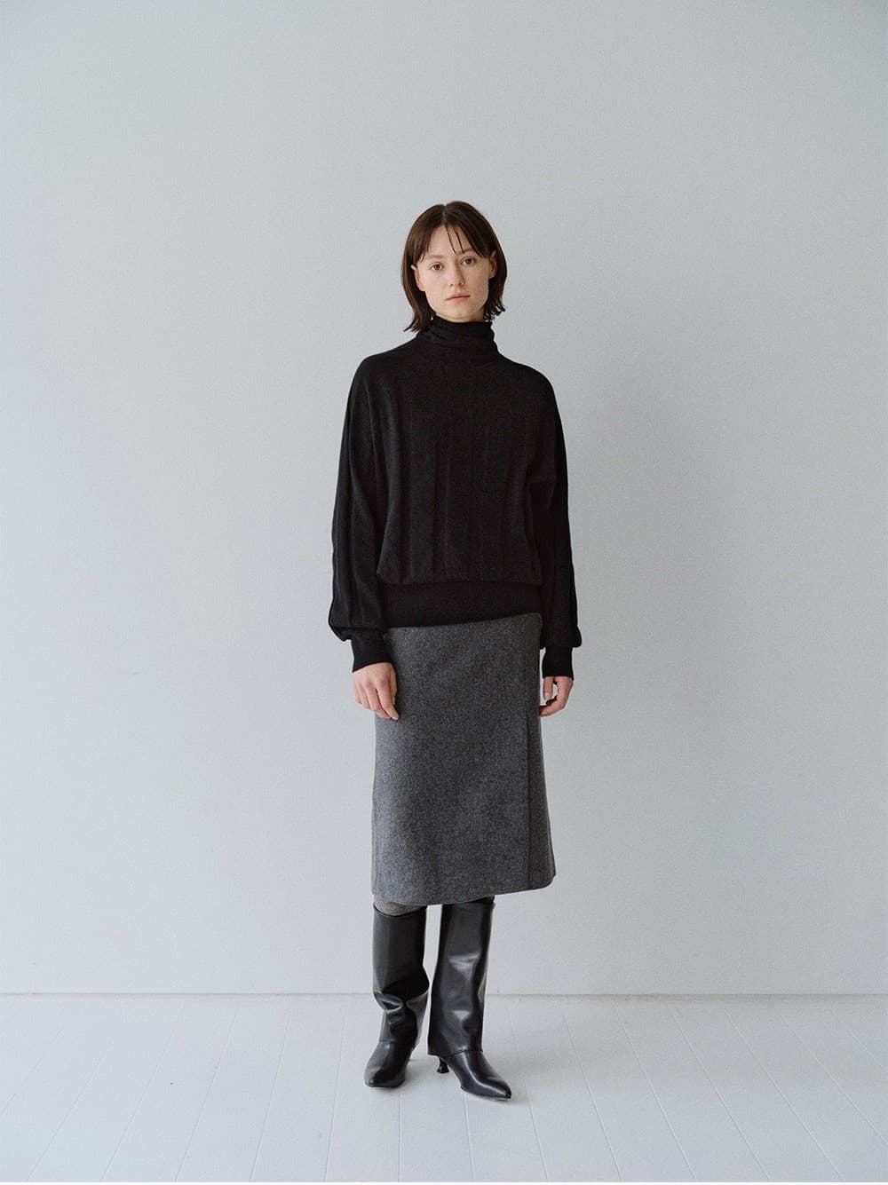 TFW FRONT SLIT SEMI H-LINE SKIRT_CHARCOAL — vue 8