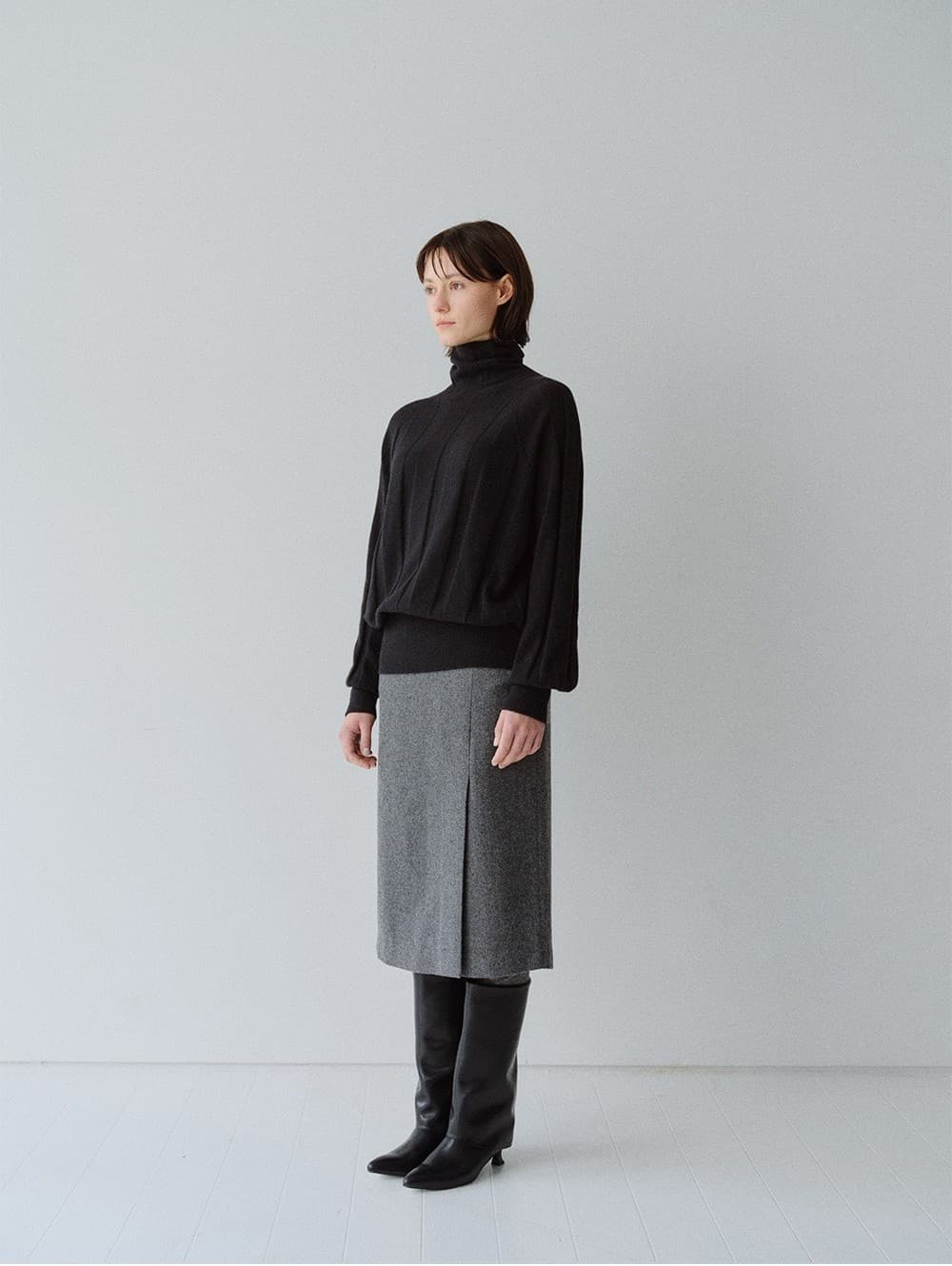 TFW FRONT SLIT SEMI H-LINE SKIRT_CHARCOAL — vue 10