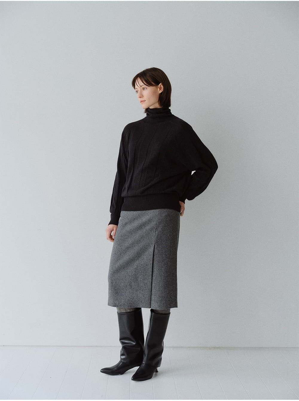 TFW FRONT SLIT SEMI H-LINE SKIRT_CHARCOAL — vue 11