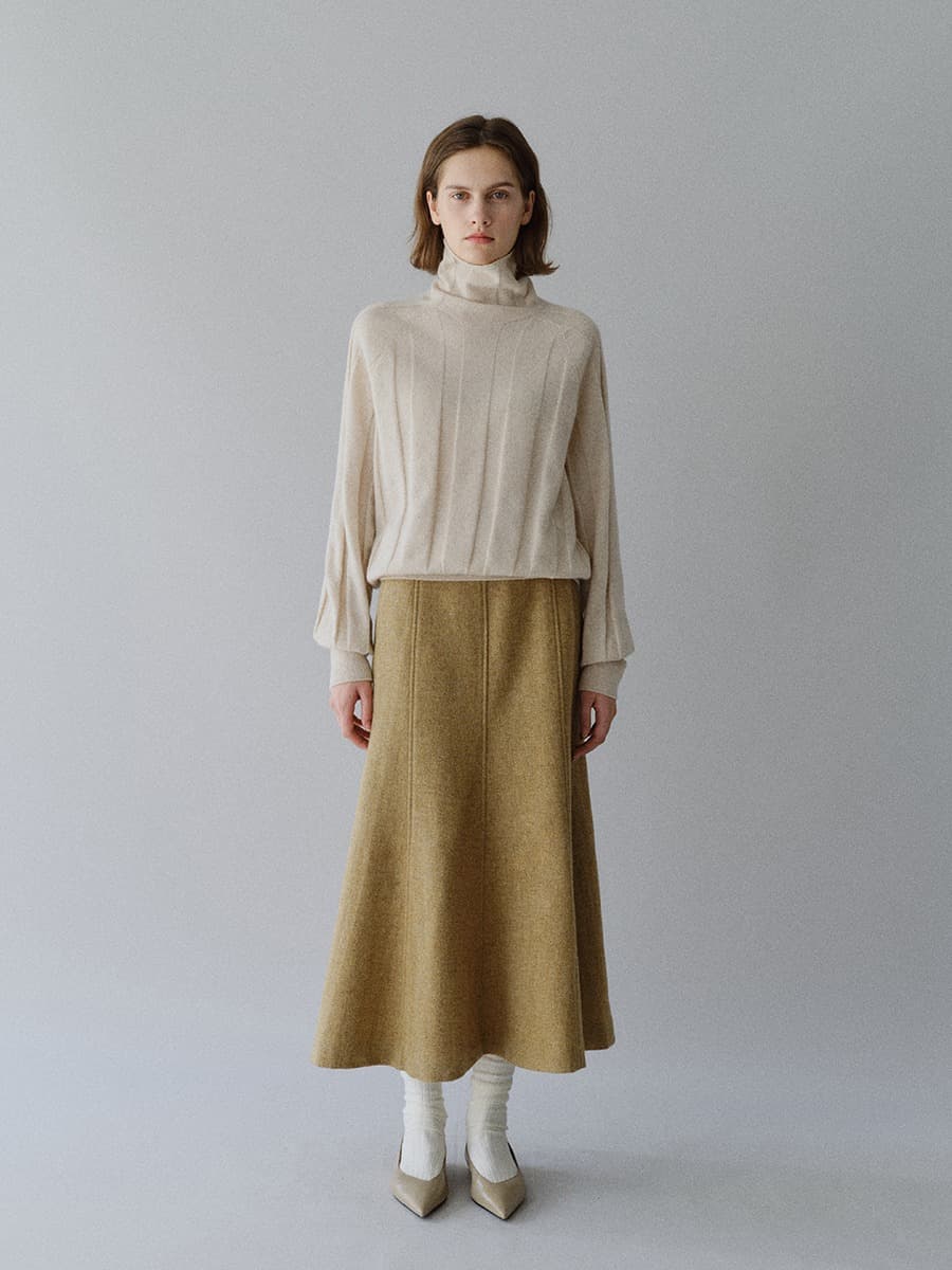 TFW CASHMERE WHOLEGARMENT TURTLENECK KNIT TOP_IVORY — vue 2