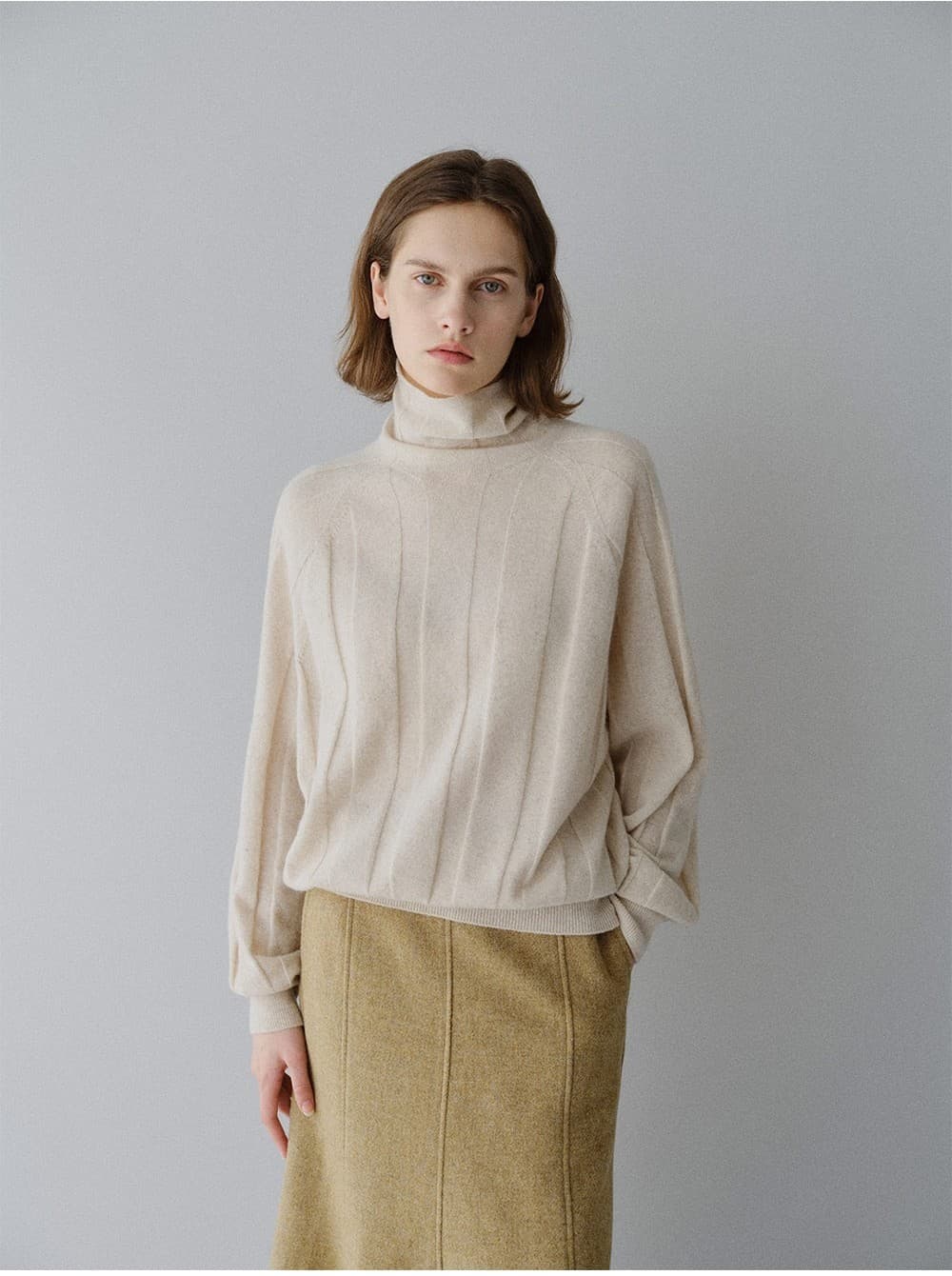 TFW CASHMERE WHOLEGARMENT TURTLENECK KNIT TOP_IVORY — vue 7