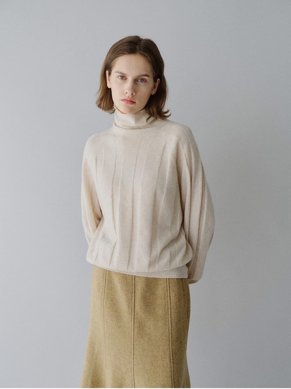 TFW CASHMERE WHOLEGARMENT TURTLENECK KNIT TOP_IVORY — vue 8