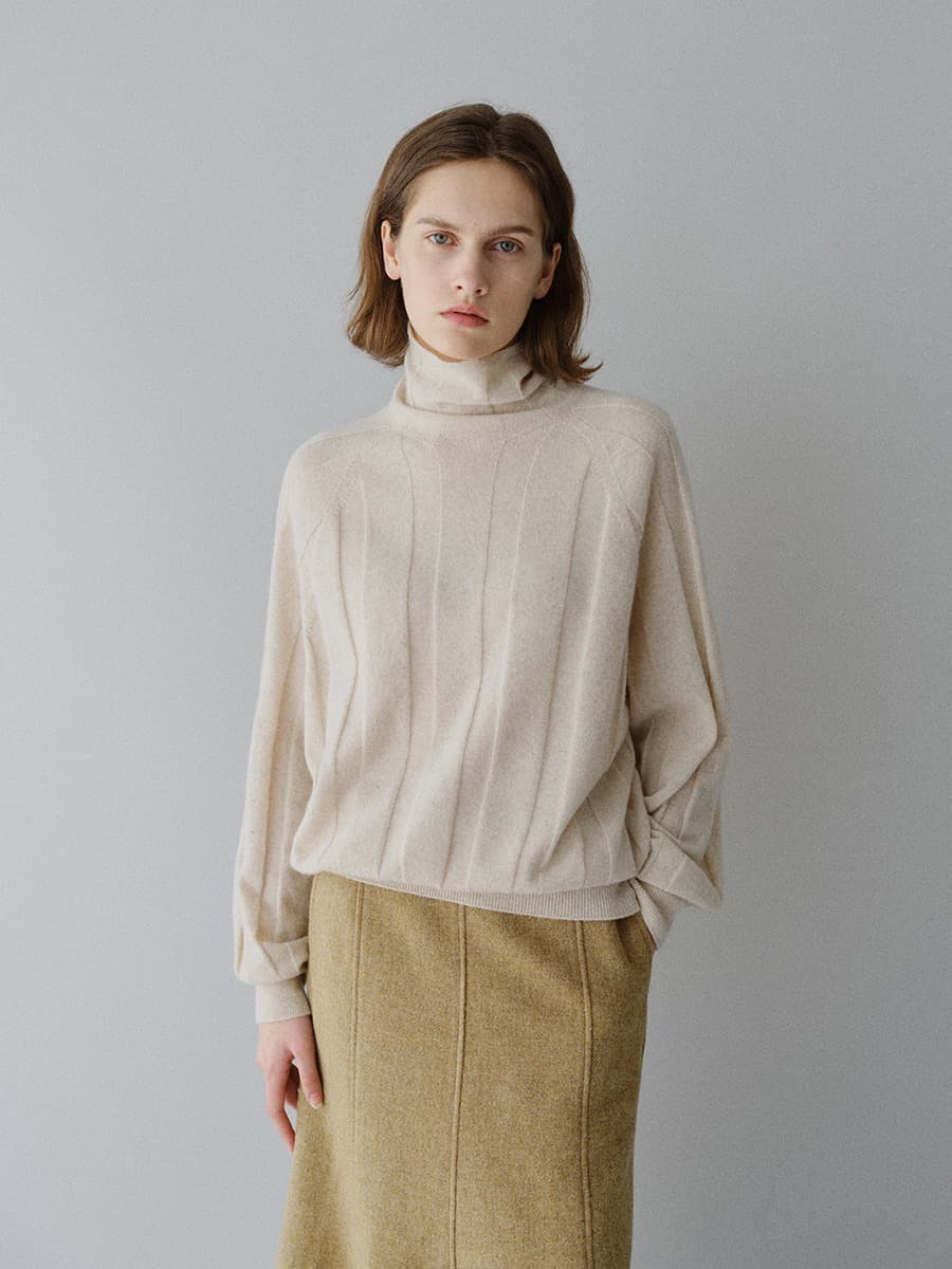 TFW CASHMERE WHOLEGARMENT TURTLENECK KNIT TOP_IVORY — vue 1