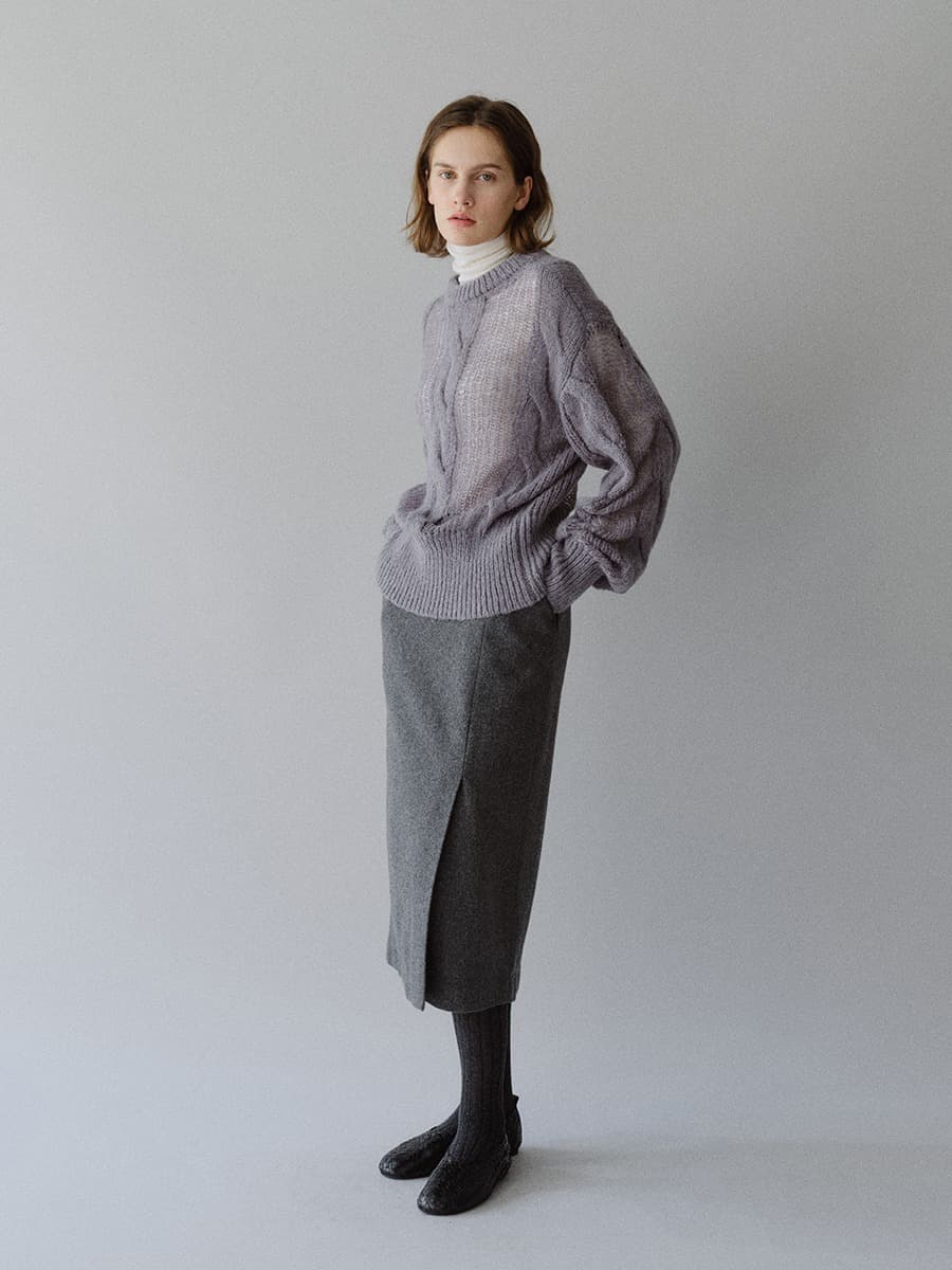 TFW CABLE ROUND NECK KNIT TOP_GREY — vue 2