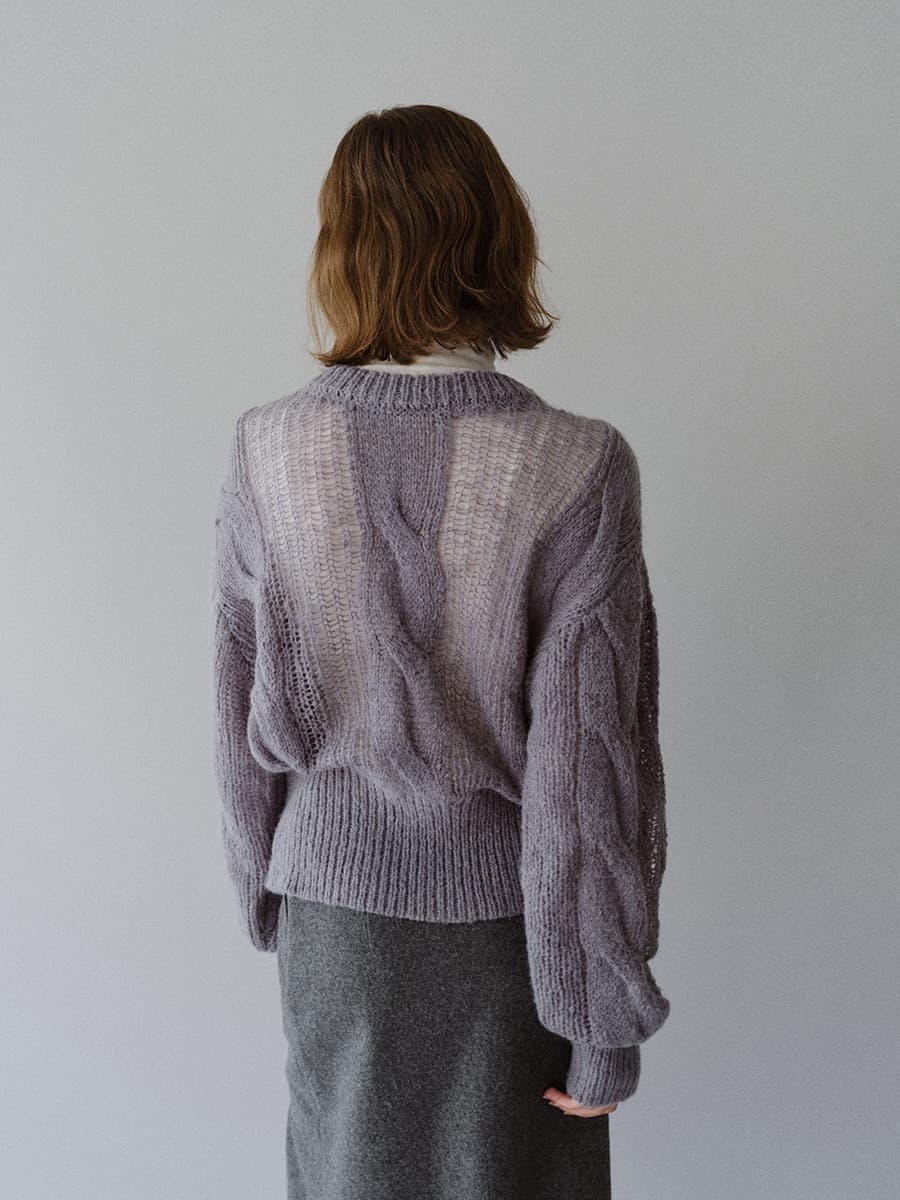 TFW CABLE ROUND NECK KNIT TOP_GREY — vue 4