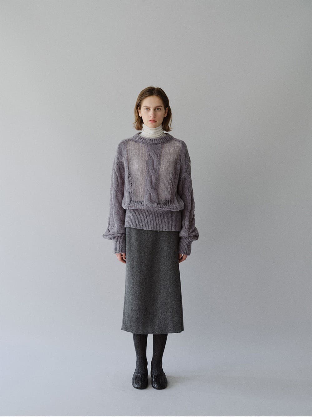 TFW CABLE ROUND NECK KNIT TOP_GREY — vue 5