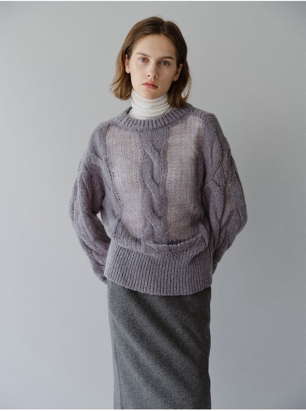 TFW CABLE ROUND NECK KNIT TOP_GREY — vue 6