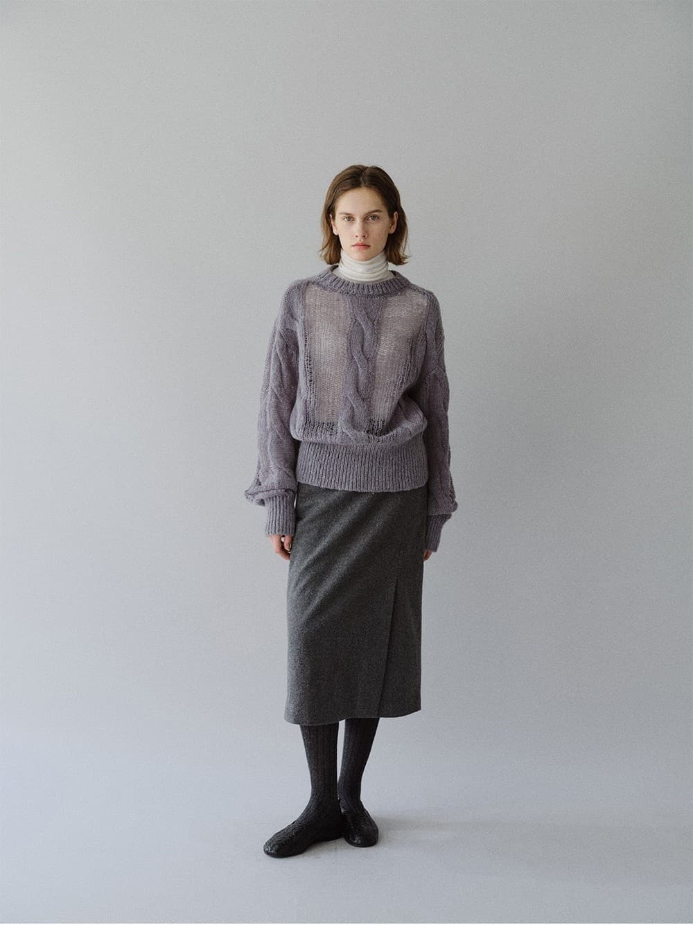 TFW CABLE ROUND NECK KNIT TOP_GREY — vue 7