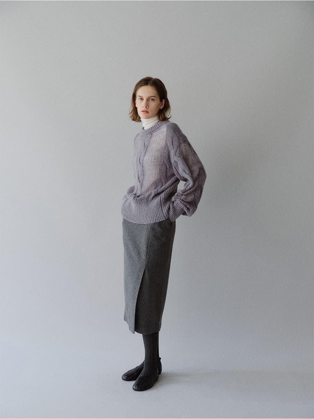 TFW CABLE ROUND NECK KNIT TOP_GREY — vue 9
