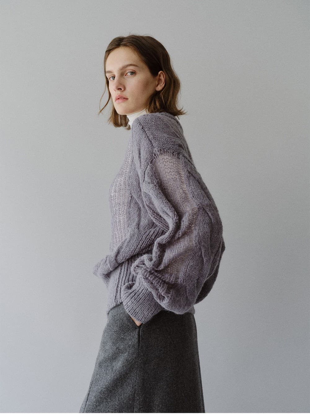 TFW CABLE ROUND NECK KNIT TOP_GREY — vue 11