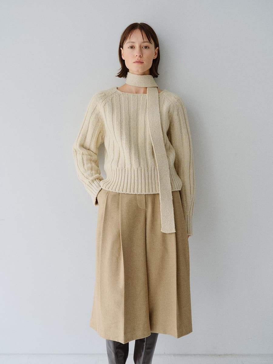 TFW WOOL MUFFLER KNIT TOP_YELLOW BEIGE — vue 2