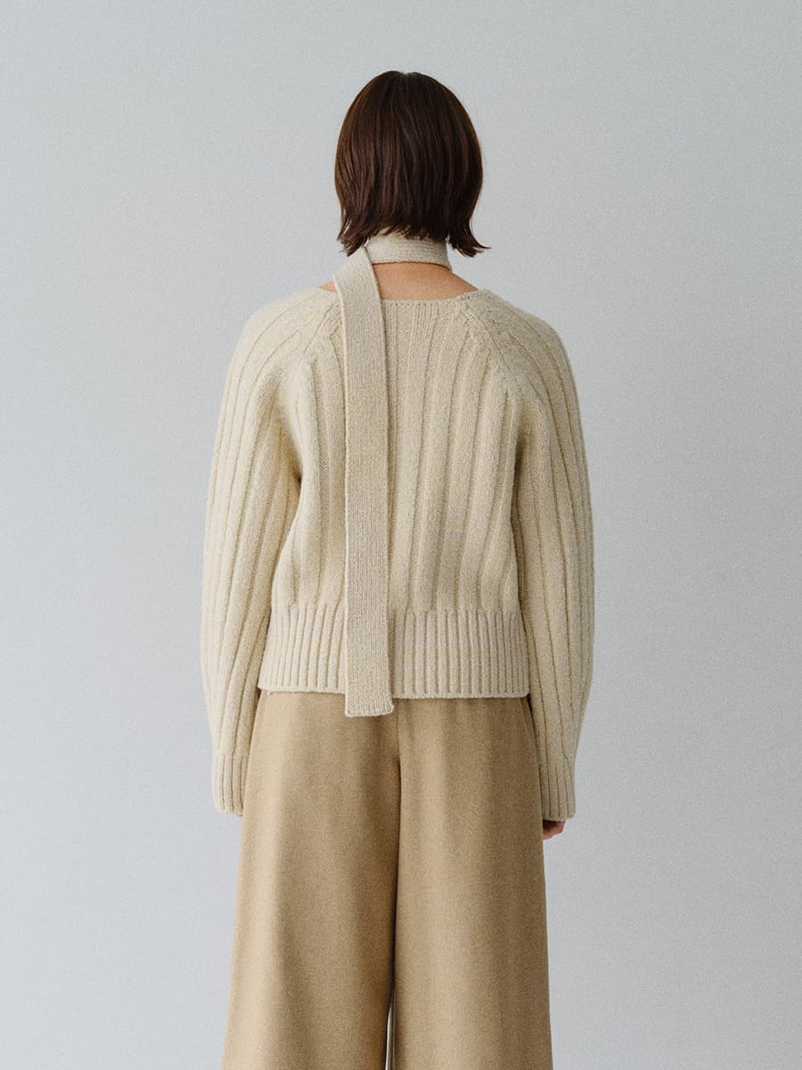 TFW WOOL MUFFLER KNIT TOP_YELLOW BEIGE — vue 3