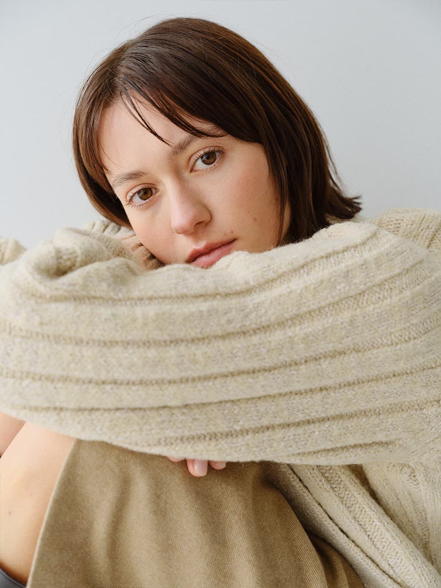 TFW WOOL MUFFLER KNIT TOP_YELLOW BEIGE — vue 4
