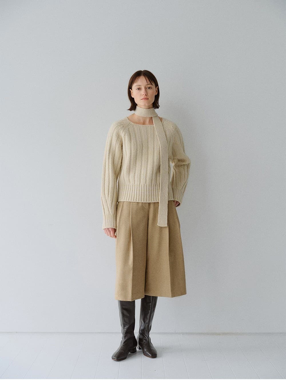TFW WOOL MUFFLER KNIT TOP_YELLOW BEIGE — vue 6