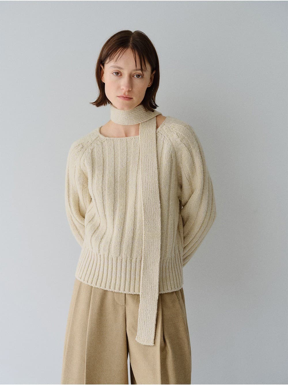 TFW WOOL MUFFLER KNIT TOP_YELLOW BEIGE — vue 8