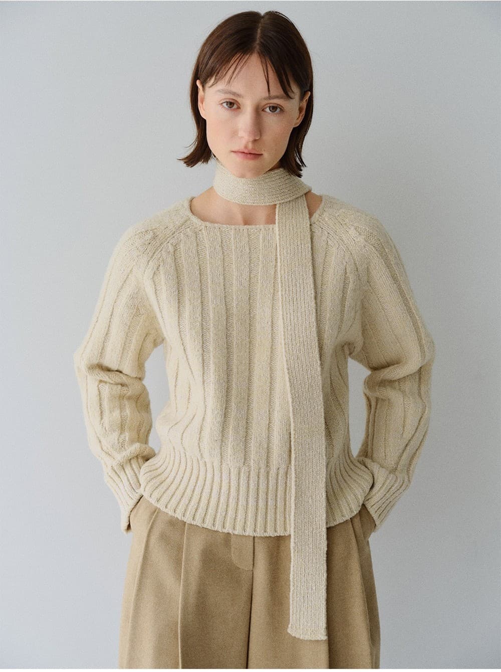TFW WOOL MUFFLER KNIT TOP_YELLOW BEIGE — vue 9