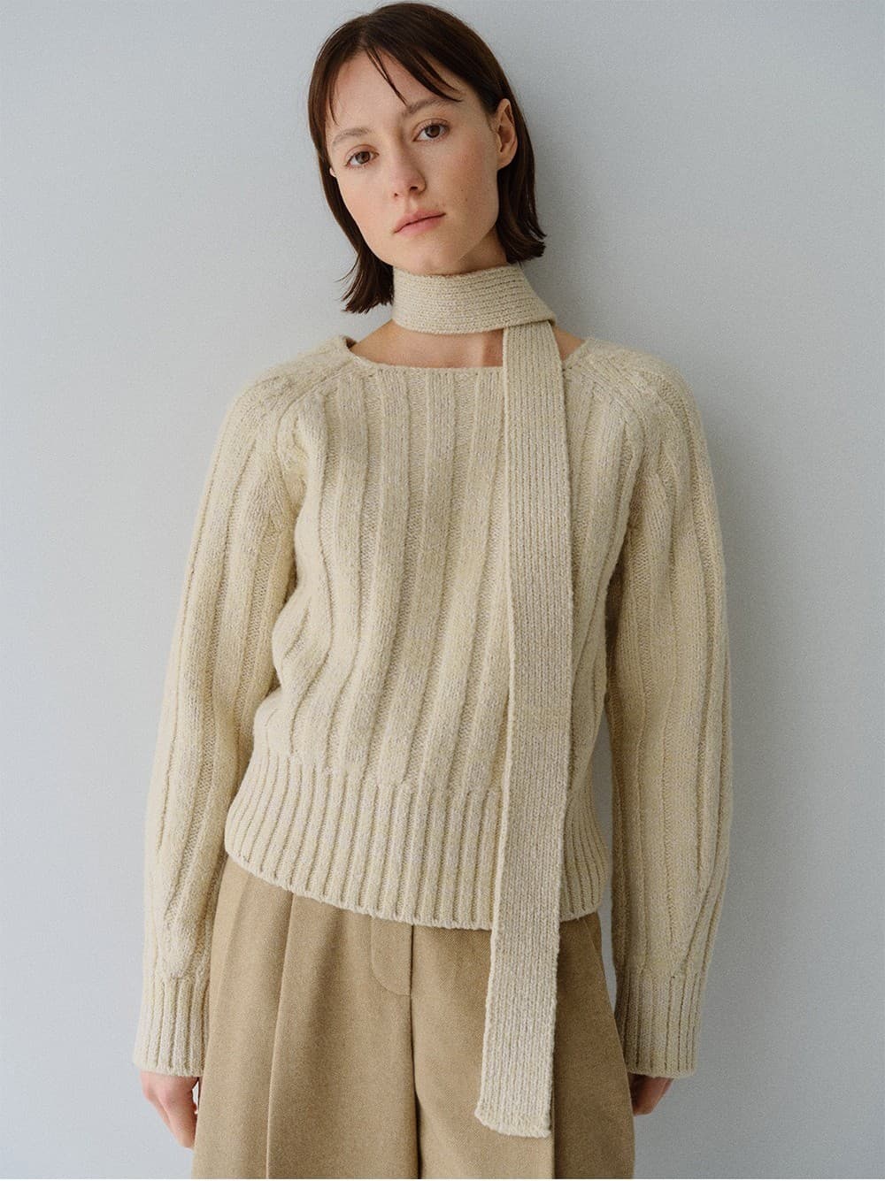TFW WOOL MUFFLER KNIT TOP_YELLOW BEIGE — vue 10