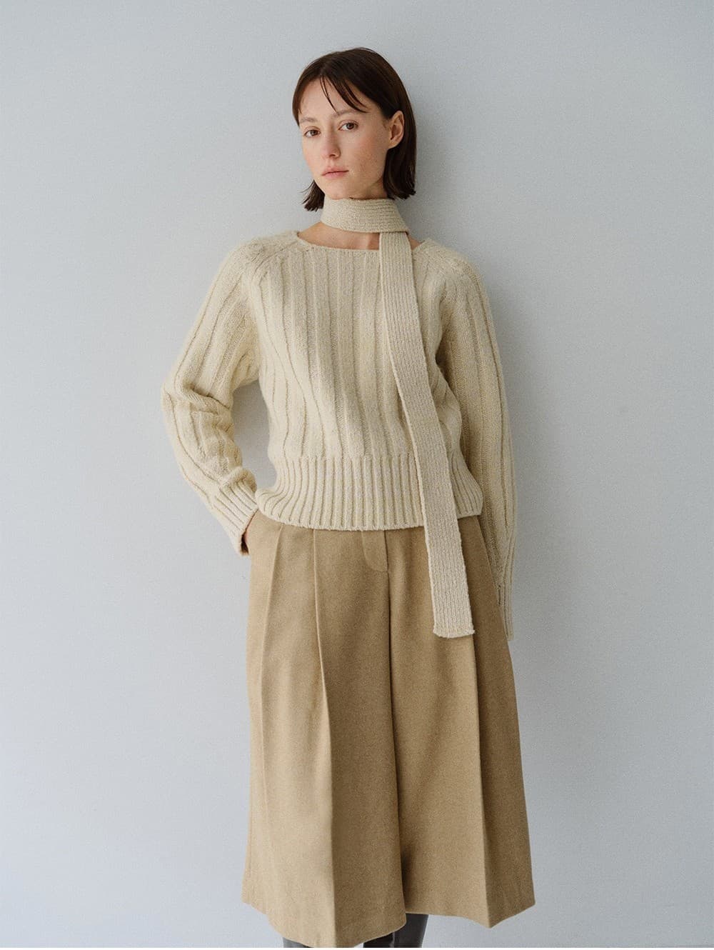 TFW WOOL MUFFLER KNIT TOP_YELLOW BEIGE — vue 11