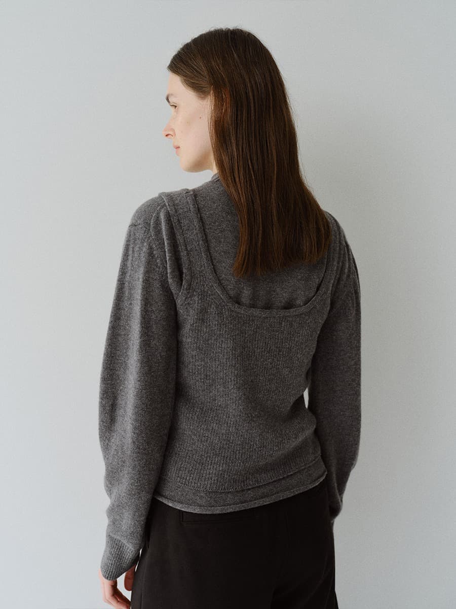 TFW BUSTIER SET-UP KNIT TOP_M-GREY — vue 3