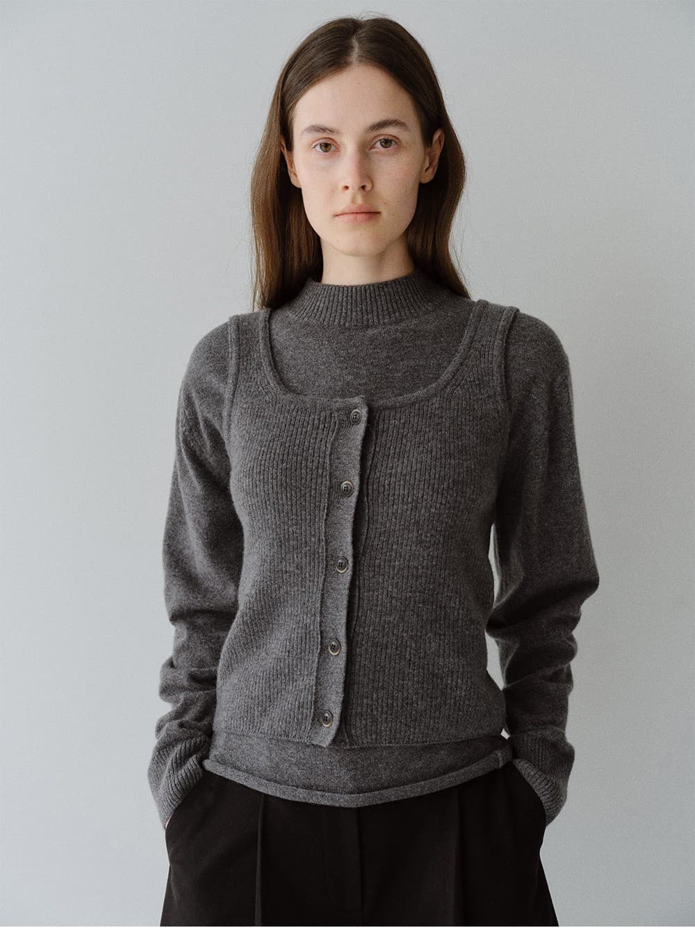 TFW BUSTIER SET-UP KNIT TOP_M-GREY — vue 5