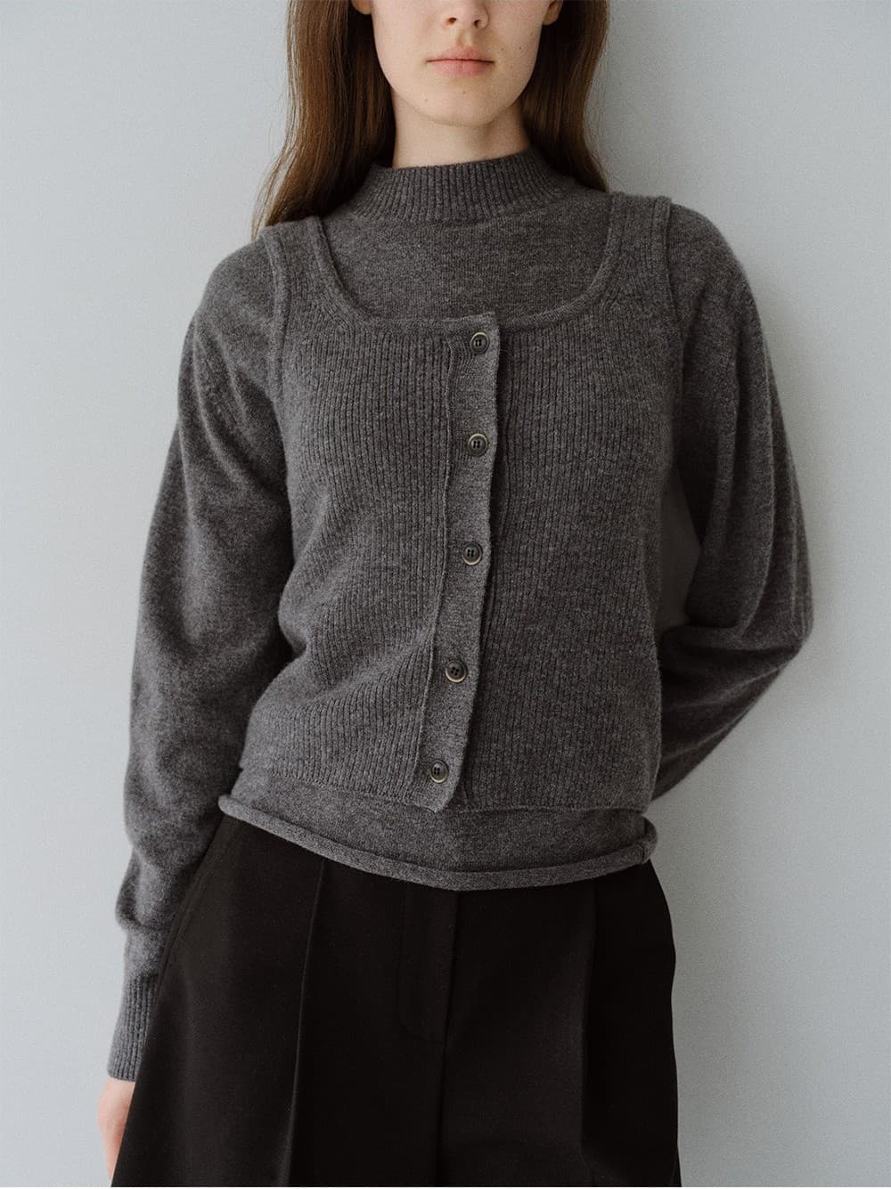 TFW BUSTIER SET-UP KNIT TOP_M-GREY — vue 10