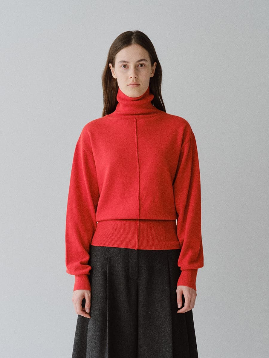 TFW WOOL DOUBLE LAYERD KNIT TOP_RED ORANGE — vue 2