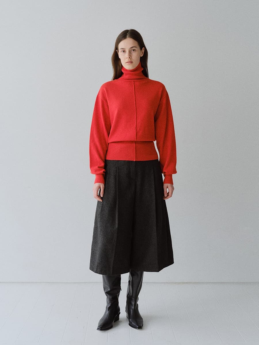 TFW WOOL DOUBLE LAYERD KNIT TOP_RED ORANGE — vue 3