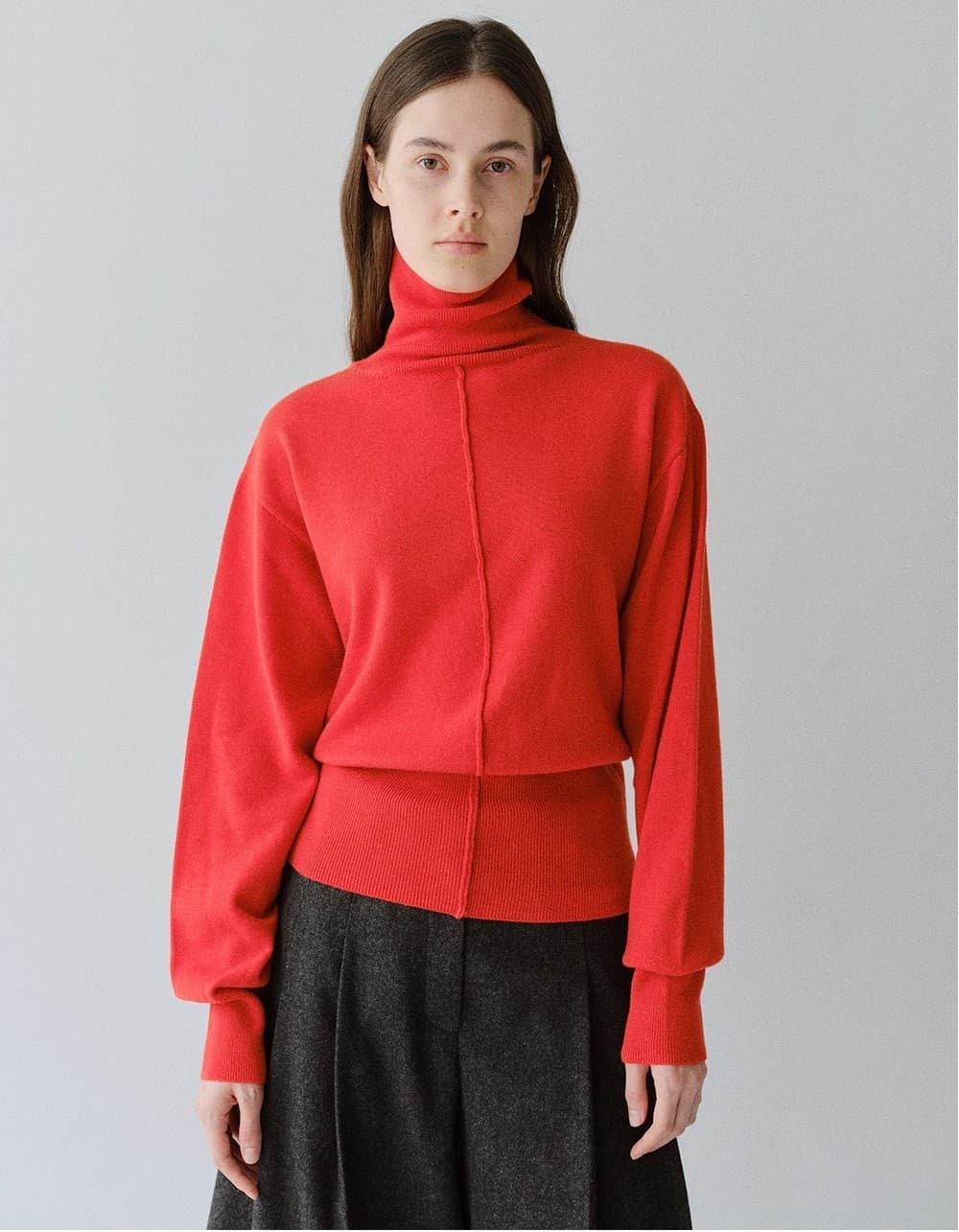 TFW WOOL DOUBLE LAYERD KNIT TOP_RED ORANGE — vue 5