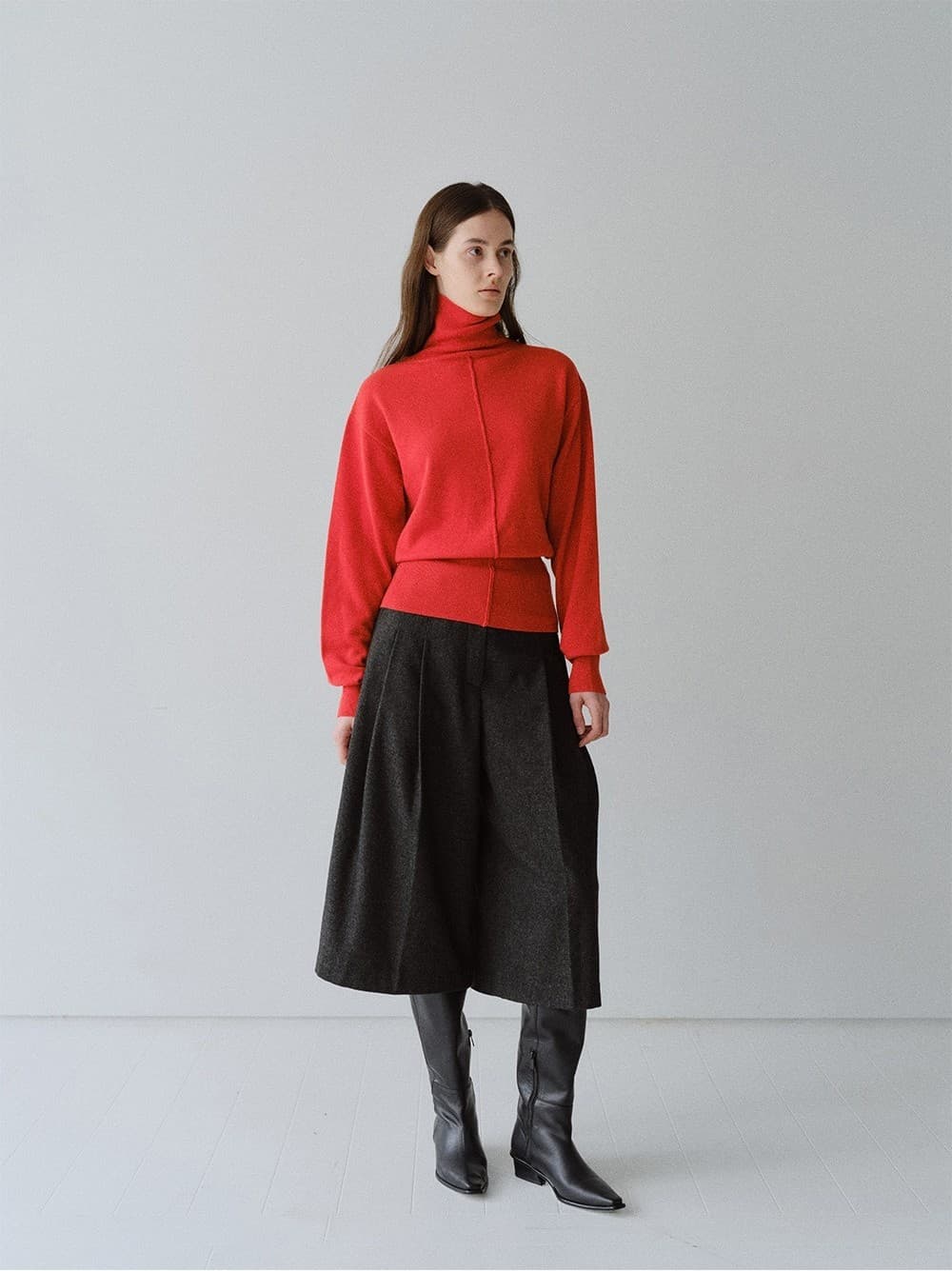 TFW WOOL DOUBLE LAYERD KNIT TOP_RED ORANGE — vue 9