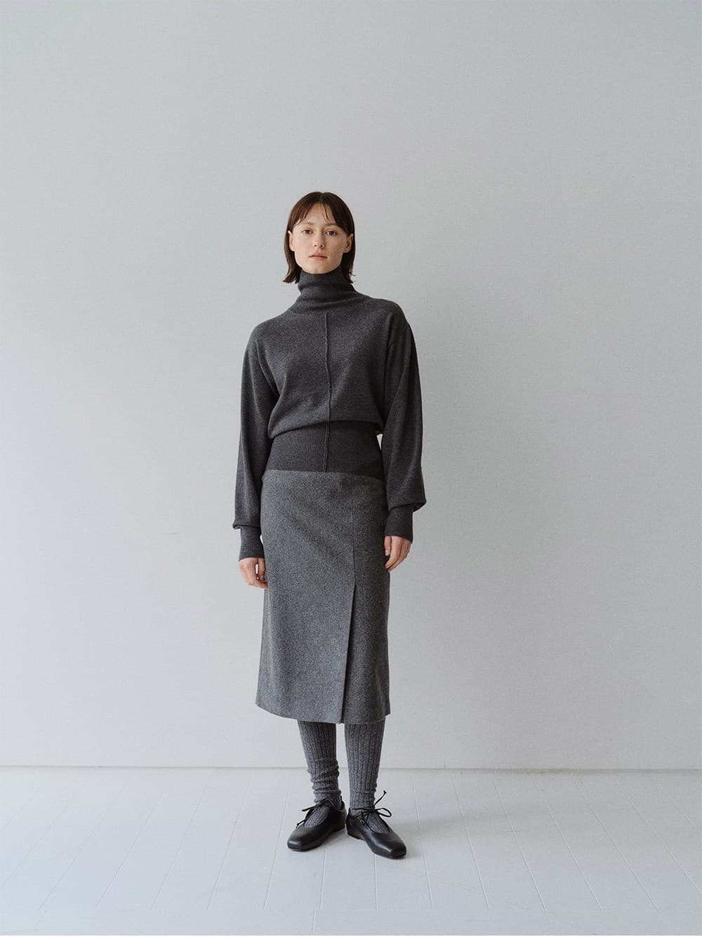 TFW WOOL DOUBLE LAYERD KNIT TOP_CHARCOAL — vue 4