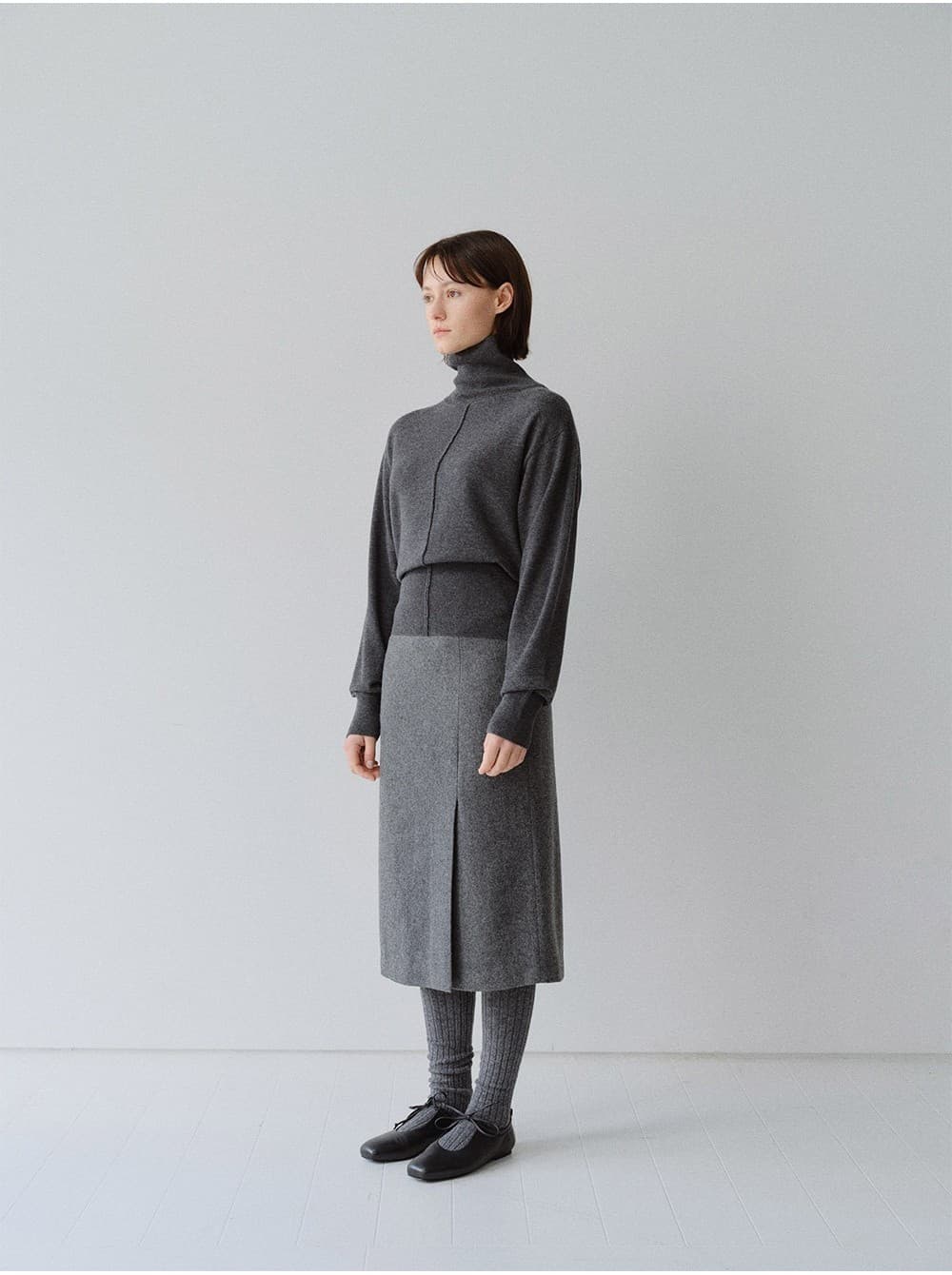 TFW WOOL DOUBLE LAYERD KNIT TOP_CHARCOAL — vue 6
