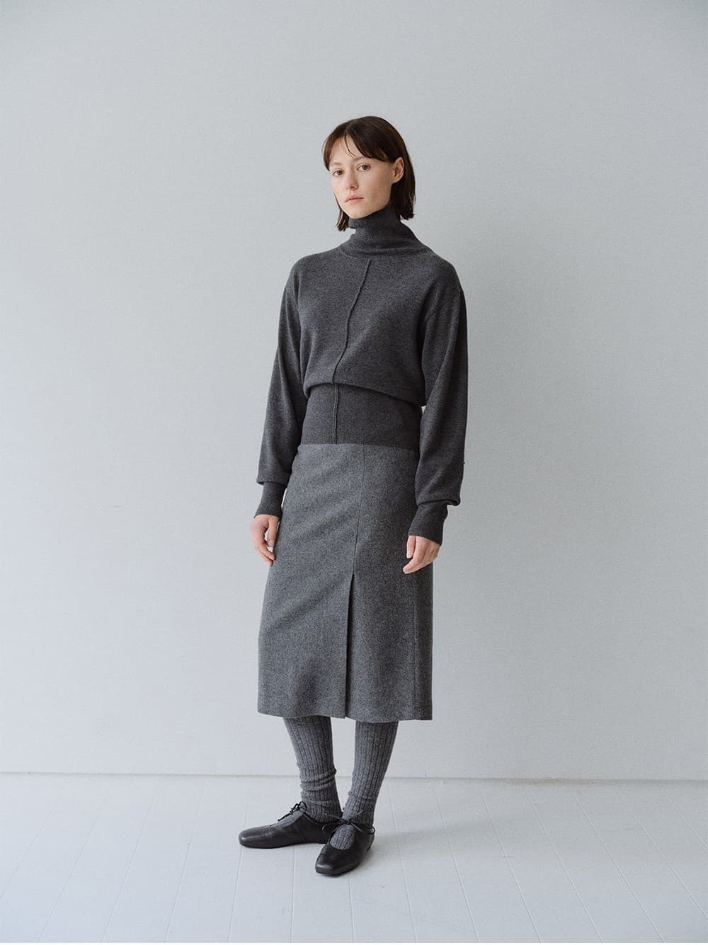 TFW WOOL DOUBLE LAYERD KNIT TOP_CHARCOAL — vue 7
