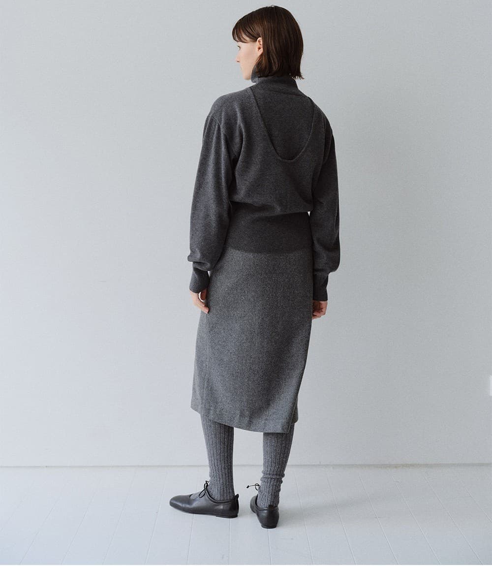 TFW WOOL DOUBLE LAYERD KNIT TOP_CHARCOAL — vue 8