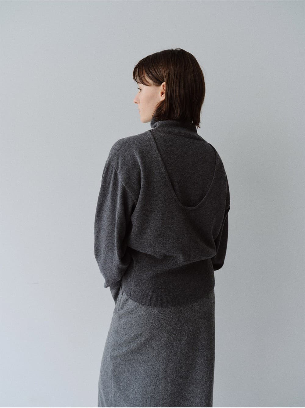 TFW WOOL DOUBLE LAYERD KNIT TOP_CHARCOAL — vue 9