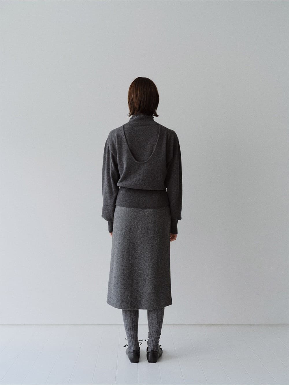TFW WOOL DOUBLE LAYERD KNIT TOP_CHARCOAL — vue 10