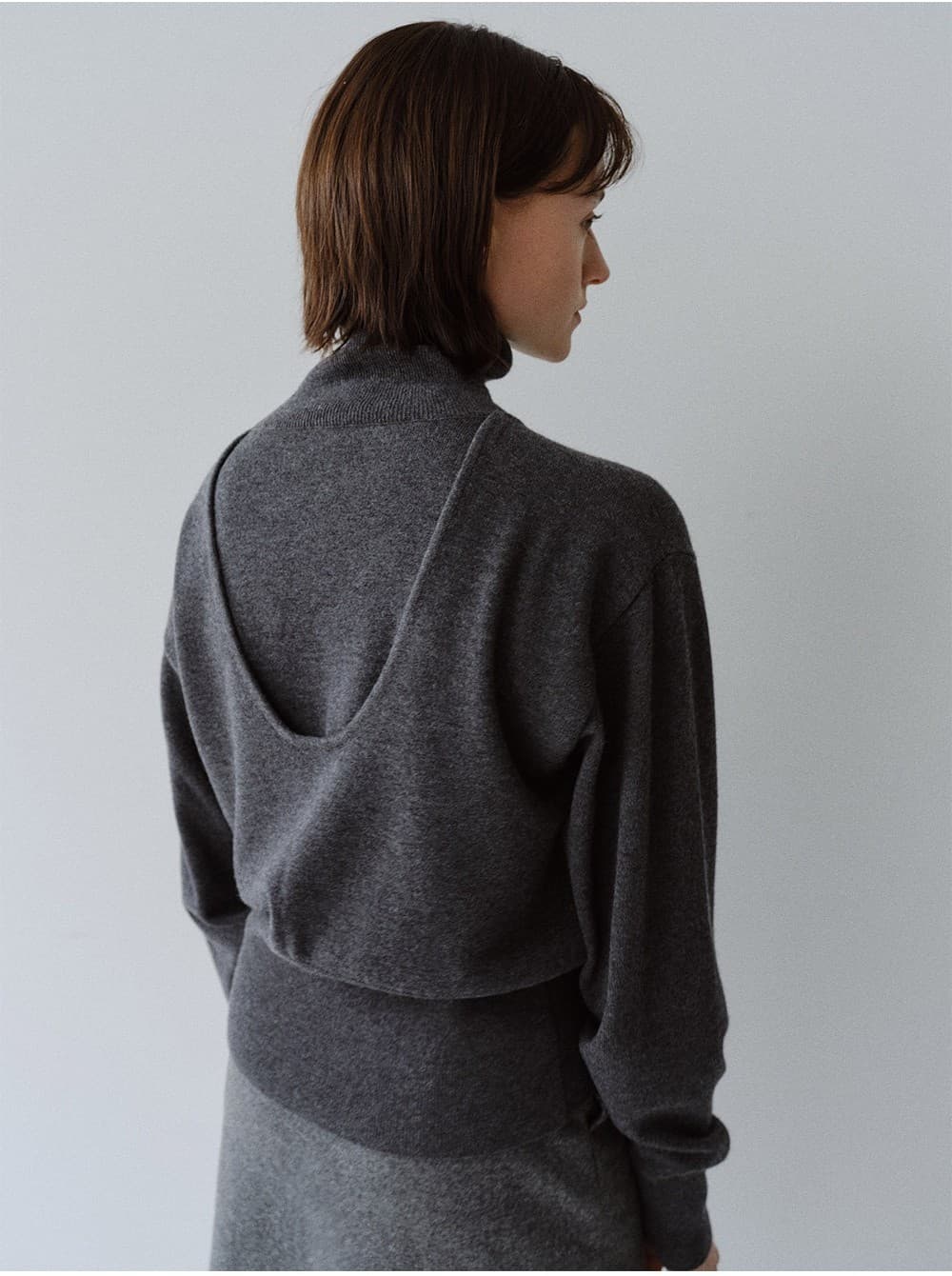 TFW WOOL DOUBLE LAYERD KNIT TOP_CHARCOAL — vue 11
