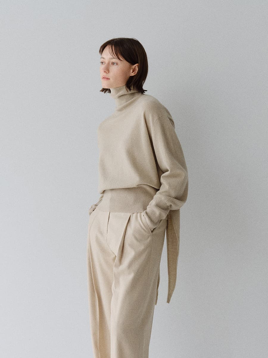 TFW MERINO WOOL TIE TURTLENECK KNIT TOP_BEIGE — vue 3