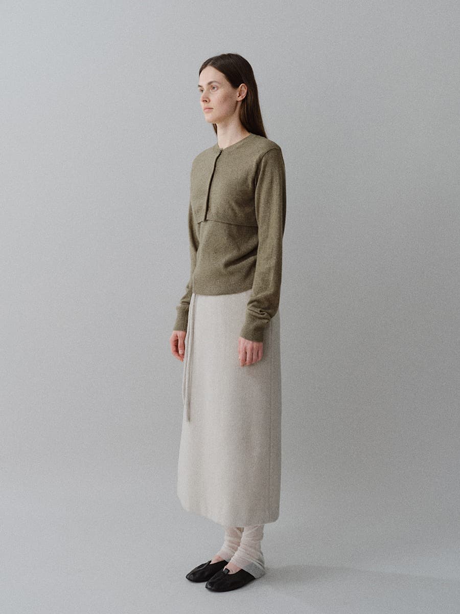 TFW CASHMERE LAYERD BOLERO KNIT CARDIGAN_KHAKI — vue 4